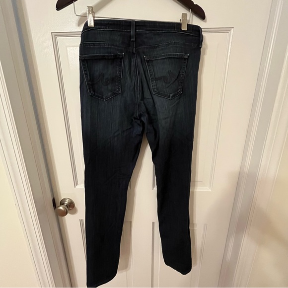 AG Adriano Goldschmied The Stevie Slim Straight Dark Blue Brooks Jeans. SZ 28R - Picture 7 of 12